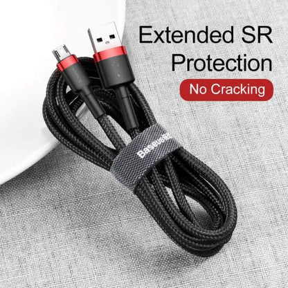 Baseus Micro USB Cafule laidas 2.4A 1m + (CAMKLF-B91), juoda / raudona spalva