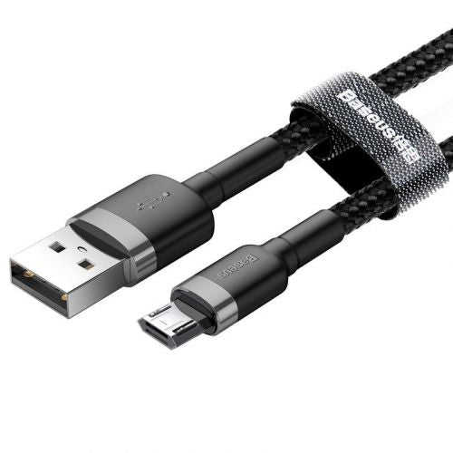 Baseus Micro USB Cafule laidas 2.4A 1m + (CAMKLF-BG1), juoda / pilka spalva