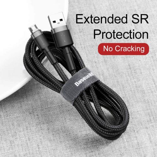 Baseus Micro USB Cafule laidas 2.4A 1m + (CAMKLF-BG1), juoda / pilka spalva