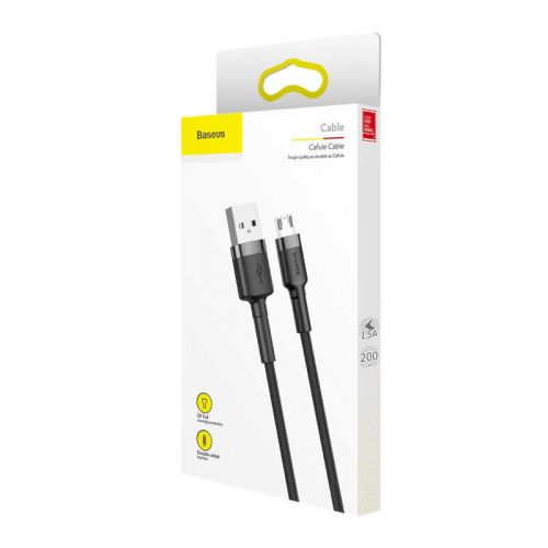 Baseus Micro USB Cafule laidas 1.5A 2m + (CAMKLF-CG1), juoda / pilka spalva