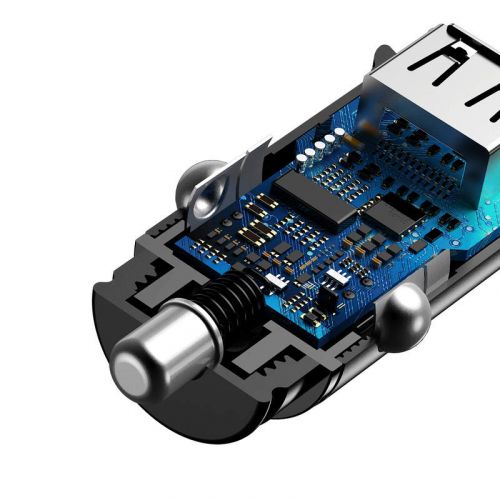 Baseus automobilinis įkroviklis Square metal A + A 30 W Dual QC3.0 (SCP.AFC) (CCALL-DS01), juoda spalva