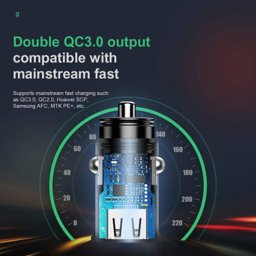 Baseus automobilinis įkroviklis Square metal A + A 30 W Dual QC3.0 (SCP.AFC) (CCALL-DS01), juoda spalva
