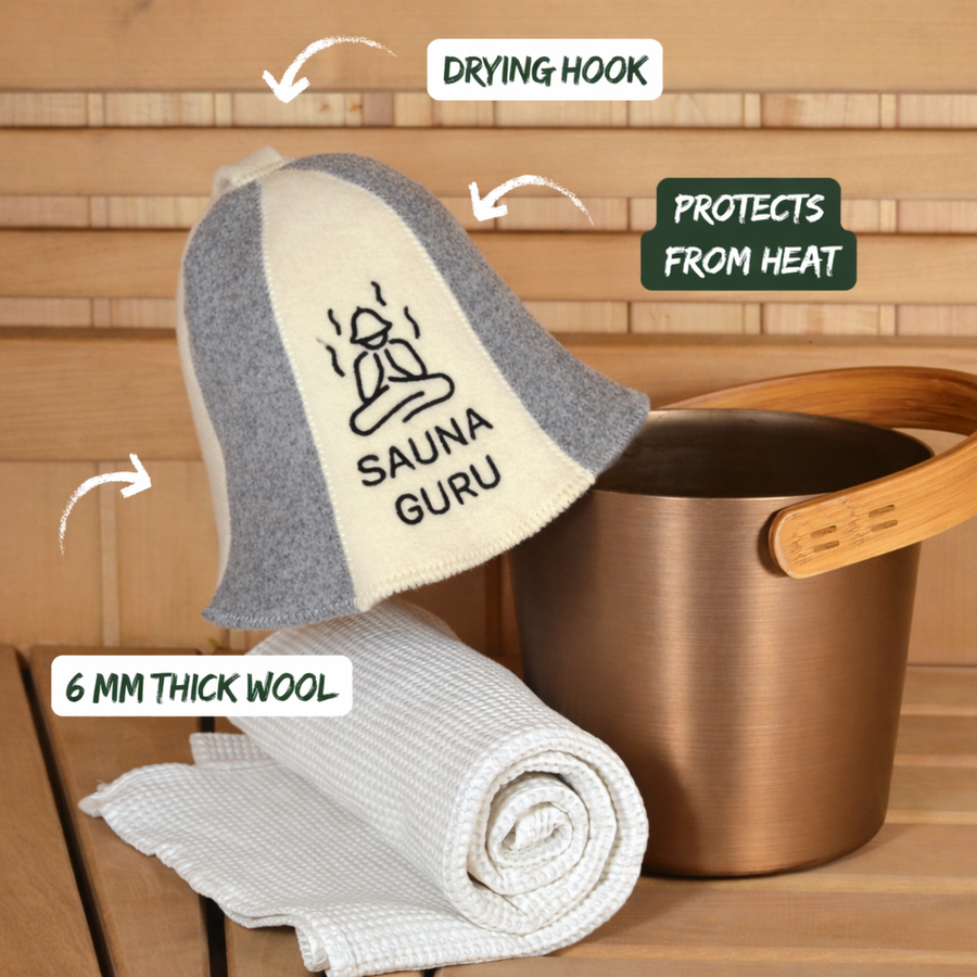 Czapka do sauny „Sauna Guru” 100% wełna