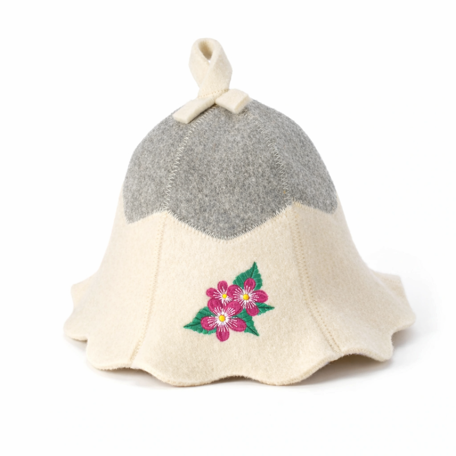 Sauna Hat ‘Flowers’ 100% Wool