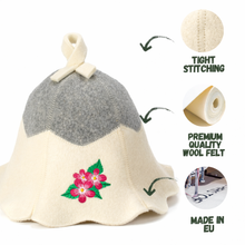 Sauna Hat ‘Flowers’ 100% Wool