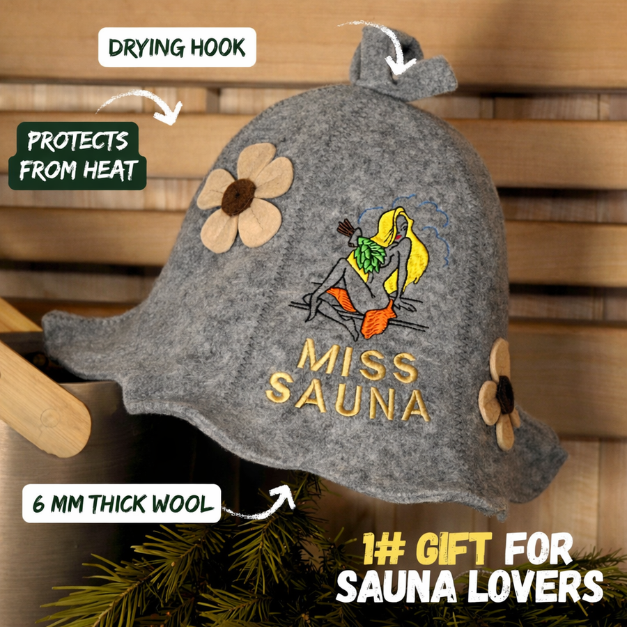 Czapka do sauny 'Miss Sauna' 100% wełna
