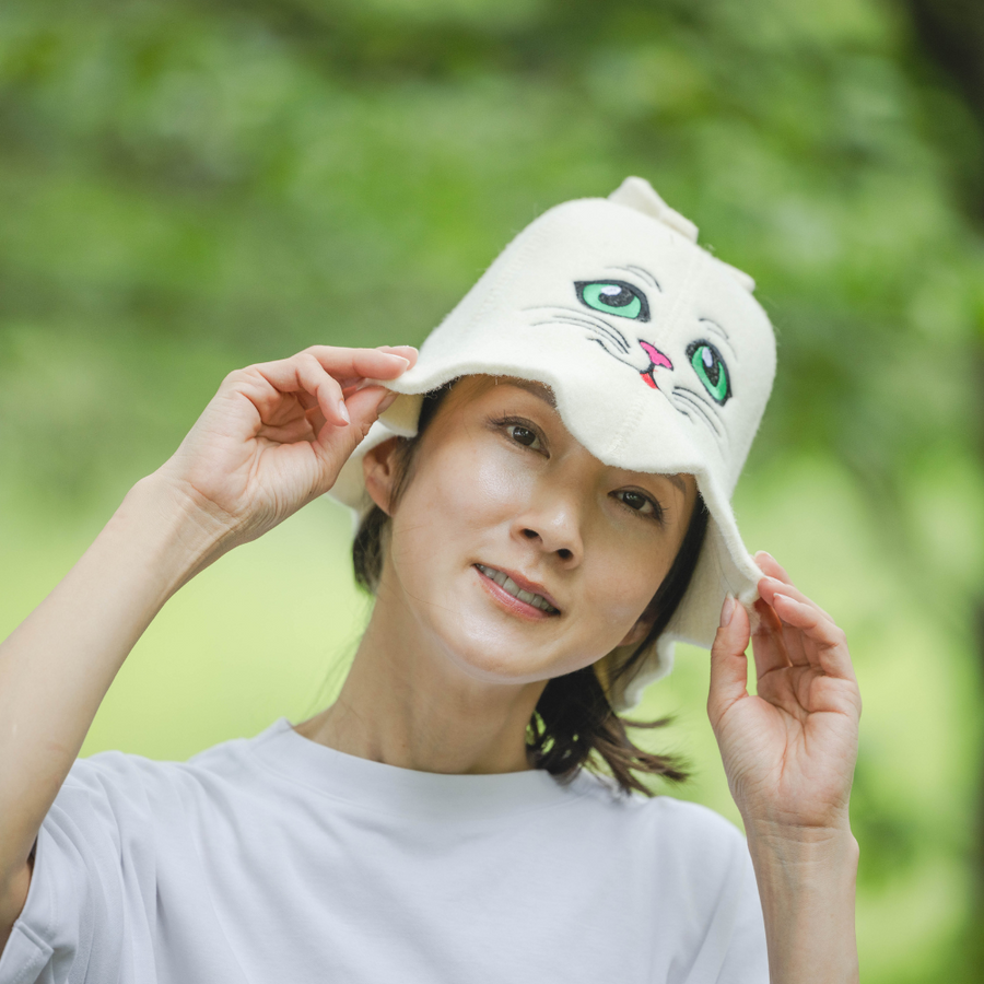 Sauna Hat 'Sauna Kitten' 100% Wool
