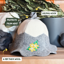 Sauna Hat 'Flowers' 100% Wool
