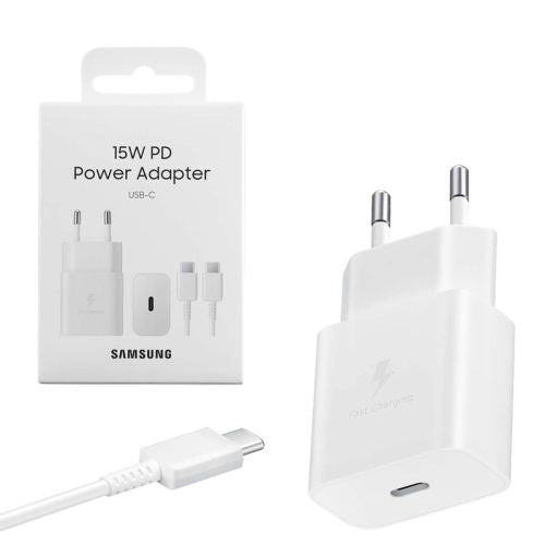 Samsung kelioninis įkroviklis 15 W EP-T1510X su Type-C į USB-C laidas (1m) (EP-T1510XWEGEU), balta spalva
