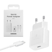 Samsung kelioninis įkroviklis 15 W EP-T1510X su Type-C į USB-C laidas (1m) (EP-T1510XWEGEU), balta spalva