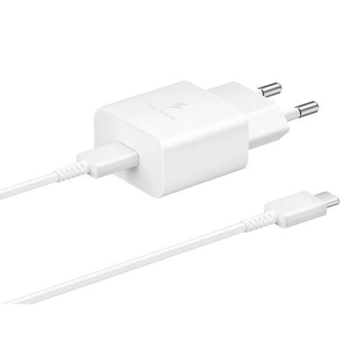 Samsung kelioninis įkroviklis 15 W EP-T1510X su Type-C į USB-C laidas (1m) (EP-T1510XWEGEU), balta spalva