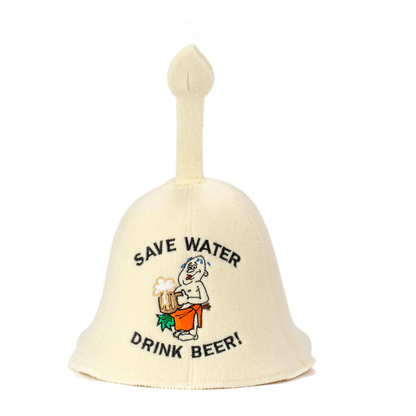 Sauna Hat 'Save Water' 100% Wool