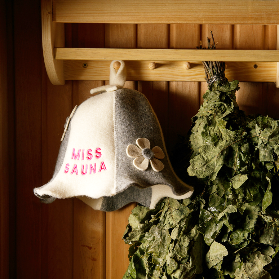 Czapka do sauny 'Miss Sauna' 100% wełna