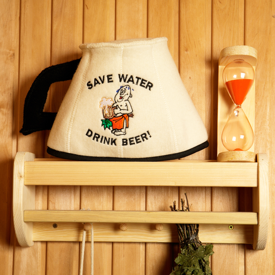 Wool Sauna Hat - Save Water Drink Beer | Funny Sauna Gift