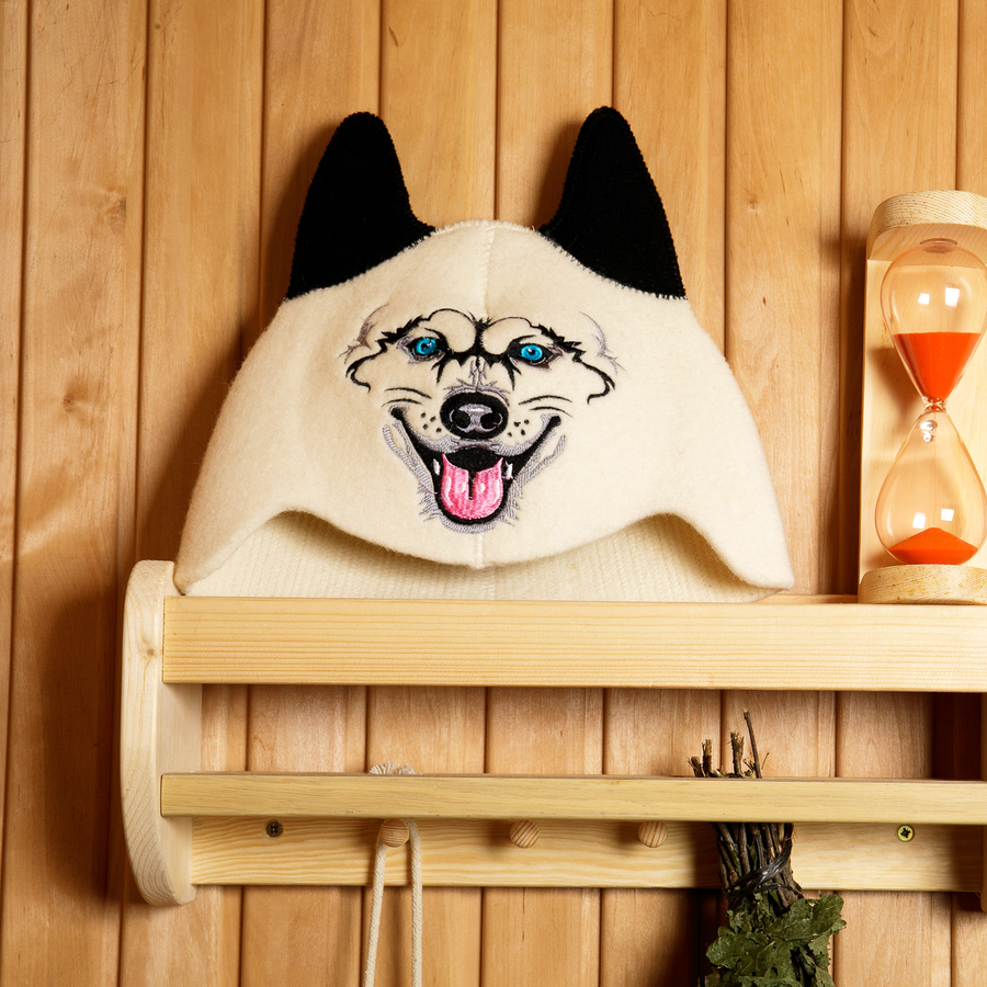 Czapka do sauny dla dzieci „Wilk”, 100% wełna