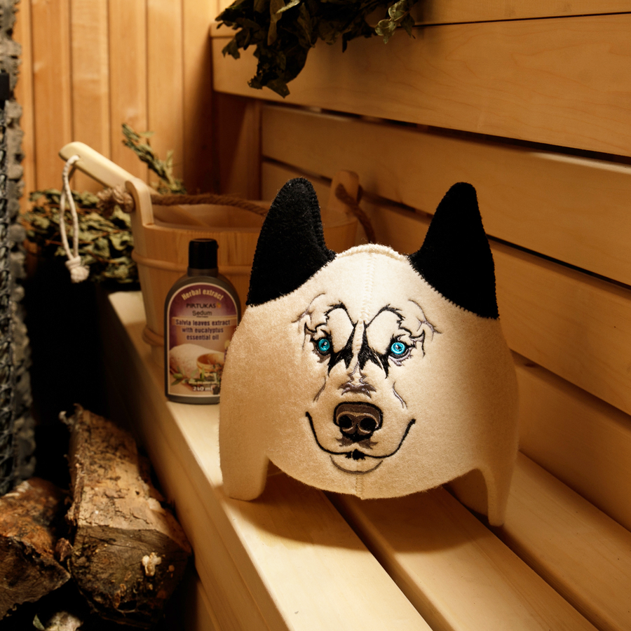 Children's Sauna Hat 'Wolf', 100% Wool
