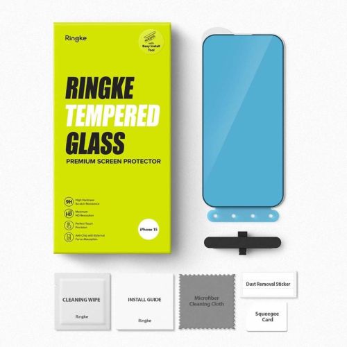 Ringke iPhone 15/ 16 ekrano apsauga Privacy grūdintas stiklas 9H su installation jig, skaidri spalva