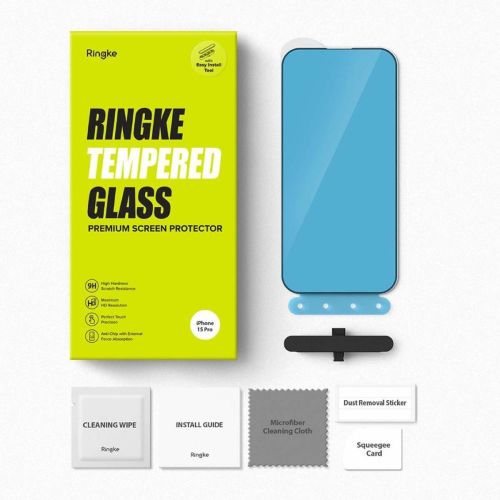 Ringke iPhone 15 Pro ekrano apsauga Premium grūdintas stiklas 9H su installation jig, skaidri spalva