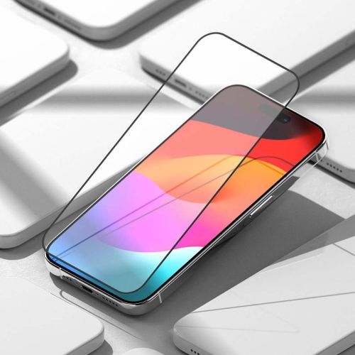 Ringke iPhone 15 Pro ekrano apsauga Premium grūdintas stiklas 9H su installation jig, skaidri spalva