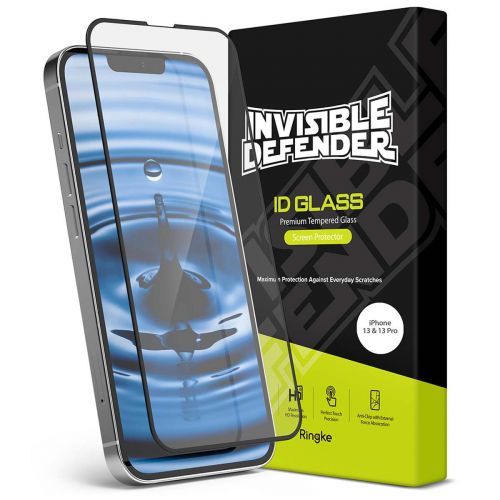 Ringke iPhone 13/13 Pro ekrano apsauga Invisible Defender ID grūdintas stiklas, juoda spalva
