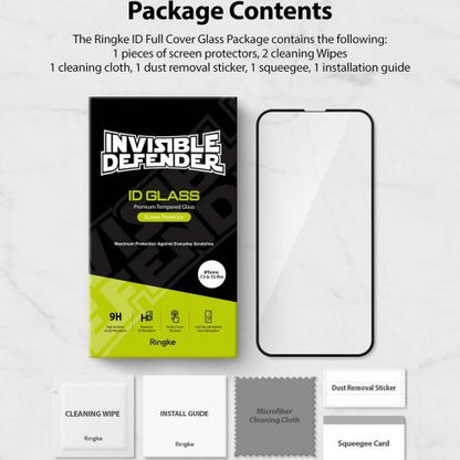 Ringke iPhone 13/13 Pro ekrano apsauga Invisible Defender ID grūdintas stiklas, juoda spalva