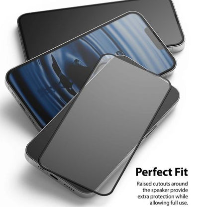 Ringke iPhone 13/13 Pro ekrano apsauga Invisible Defender ID grūdintas stiklas, juoda spalva
