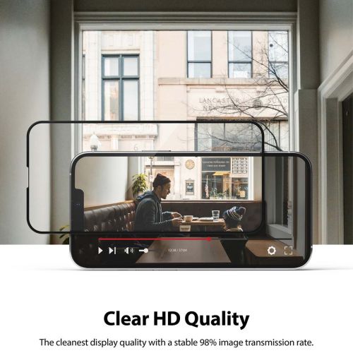 Ringke iPhone 13/13 Pro ekrano apsauga Invisible Defender ID grūdintas stiklas, juoda spalva