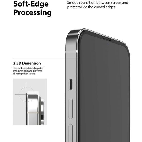 Ringke iPhone 13/13 Pro ekrano apsauga Invisible Defender ID grūdintas stiklas, juoda spalva