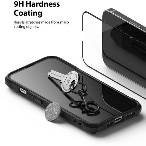 Ringke iPhone 13/13 Pro ekrano apsauga Invisible Defender ID grūdintas stiklas, juoda spalva