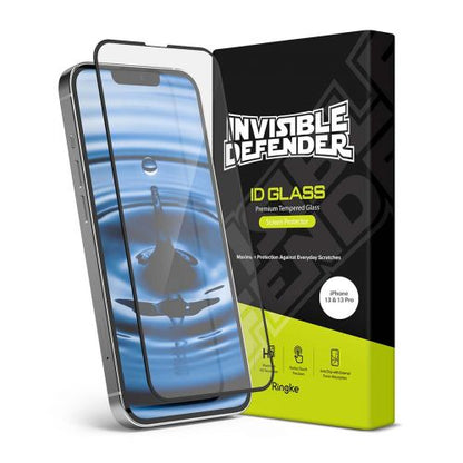 Ringke iPhone 13/13 Pro ekrano apsauga Invisible Defender ID grūdintas stiklas, juoda spalva