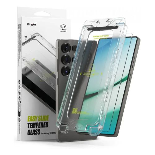 Ringke Galaxy S25 Ultra ekrano apsauga Premium Easy Slide grūdintas stiklas 9H su installation jig (2 vnt.), skaidri spalva