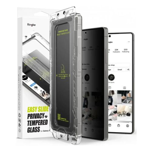 Ringke Galaxy S25 Ultra ekrano apsauga Premium Easy Slide Privacy grūdintas stiklas 9H su installation jig (2 vnt.), skaidri