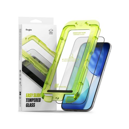 Ringke iPhone Air ekrano apsauga Premium Easy Slide grūdintas stiklas 9H su installation jig (2 vnt.), skaidri spalva