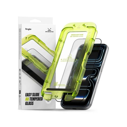 Ringke iPhone 17 Pro ekrano apsauga Premium Easy Slide AR grūdintas stiklas 9H su installation jig, skaidri spalva