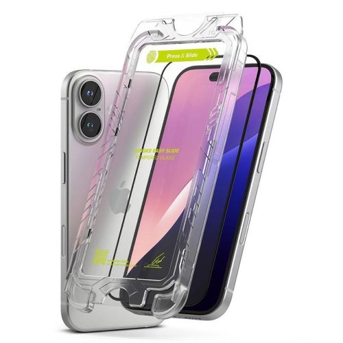 Ringke iPhone 15/ 16 ekrano apsauga Premium Easy Slide grūdintas stiklas 9H su installation jig (2 vnt.), skaidri spalva