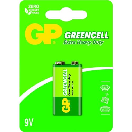 GP baterija (9V) GREENCELL Zink carbon 6F22, 1604GLF-U1 (1 baterija / blister) 9V