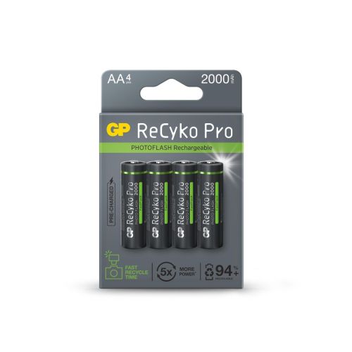GP baterija (AA) Rechargable RECYKO+ Pro Fast Flash, NIMH R03, (4 batteries / blister), 2000 mAh