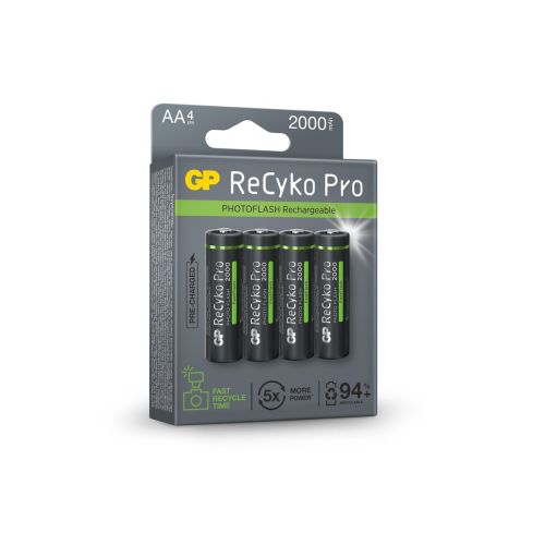 GP baterija (AA) Rechargable RECYKO+ Pro Fast Flash, NIMH R03, (4 batteries / blister), 2000 mAh