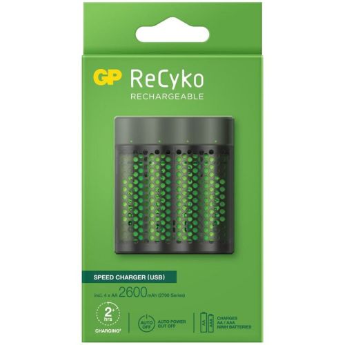 GP baterija įkroviklis M451 su 4x AA Rechargable batteries, 2700 mAh, 1.2V,, juoda spalva