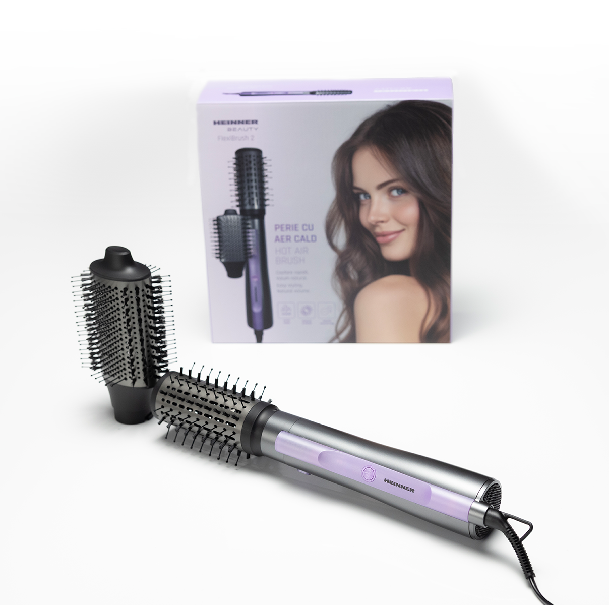 Karšto oro šepetys 1200 W, pilkos/violetinės spalvos, HAB-Y12DC-GY2 HEINNER