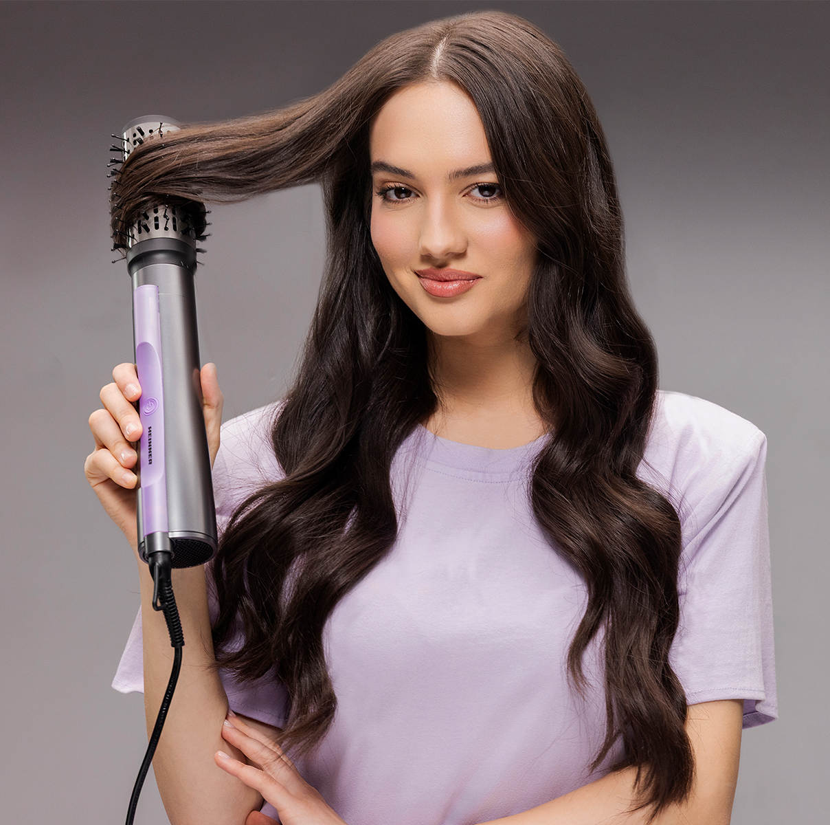 Karšto oro šepetys 1200 W, pilkos/violetinės spalvos, HAB-Y12DC-GY2 HEINNER
