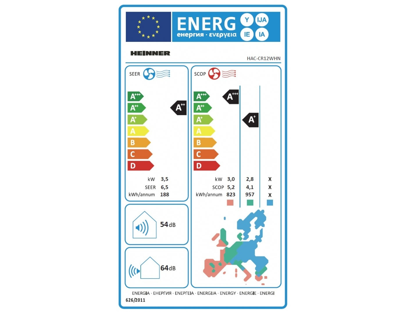 Oro kondicionierius CRYSTAL, STANDARD 3.5kW/3.8kW HAC-CR12WHN HEINNER