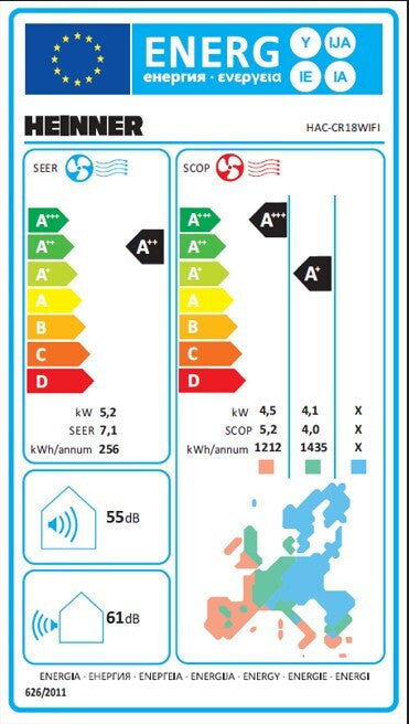Oro kondicionierius CRYSTAL, WIFI 5.2kW/5.5kW HAC-CR18WIFI HEINNER