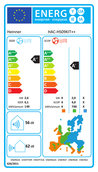 Oro kondicionierius OPAL, KIT 2.6kW/2.7kW HAC-HS09KIT++ HEINNER
