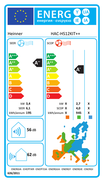 Oro kondicionierius OPAL, KIT 3.4kW/3.8kW HAC-HS12KIT++ HEINNER