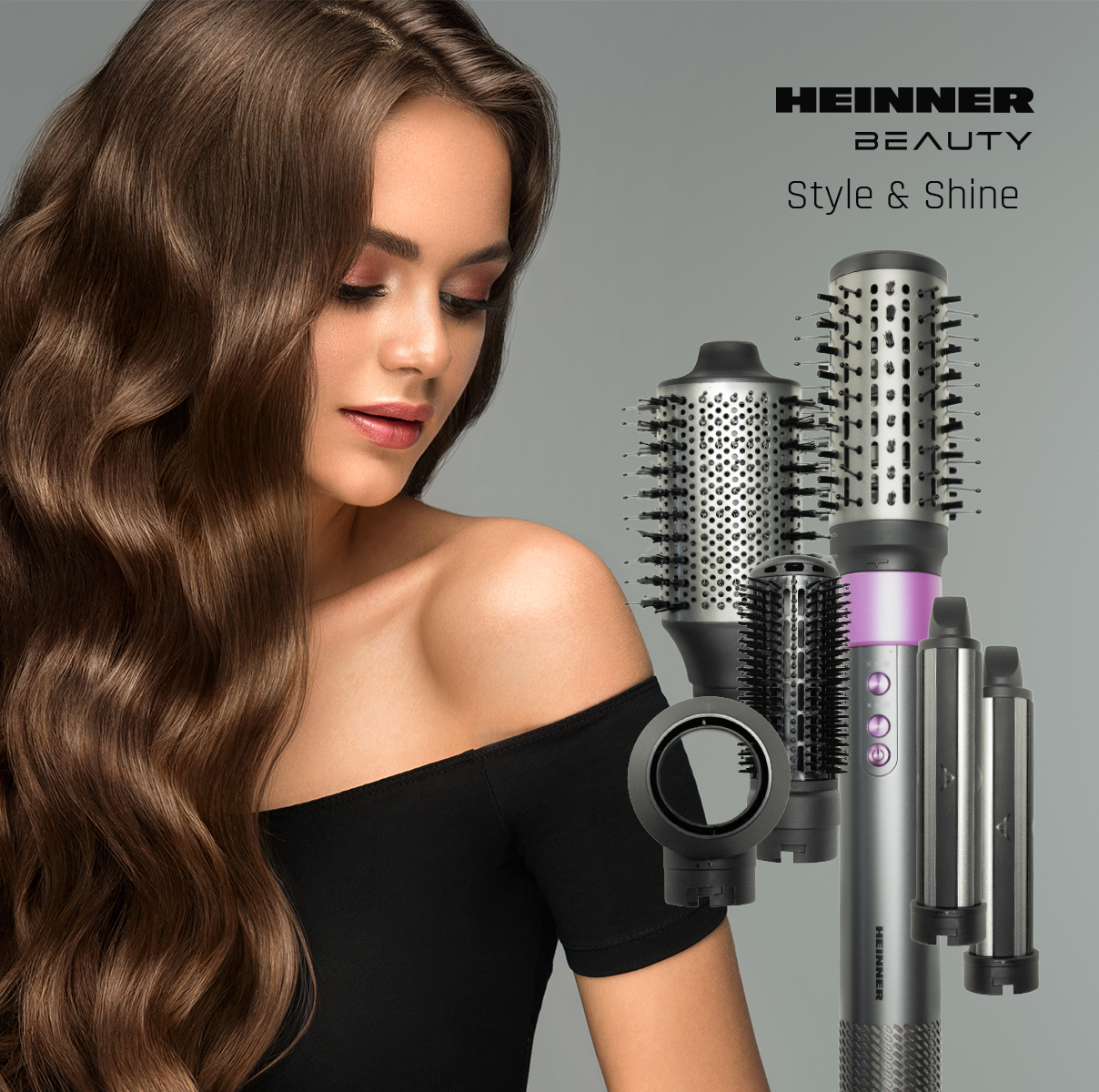 Plaukų formavimo prietaisas 1500W, violetinis/pilkas, HAS-Y15BLDC-GY6 HEINNER