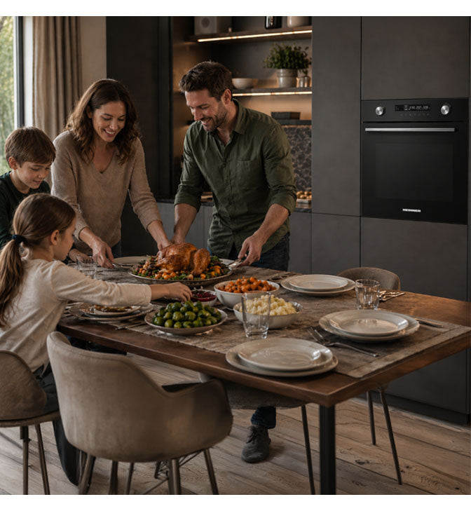 Įmontuojama 72L orkaitė su savaiminio išsivalymo funkcija, HBO-M7212GCDRP-GBK HEINNER