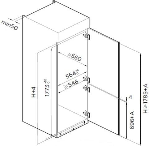 Įmontuojama šaldytuvas Combi HC-BIM271INVE++ HEINNER