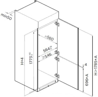 Įmontuojama šaldytuvas Combi HC-BIM271INVE++ HEINNER