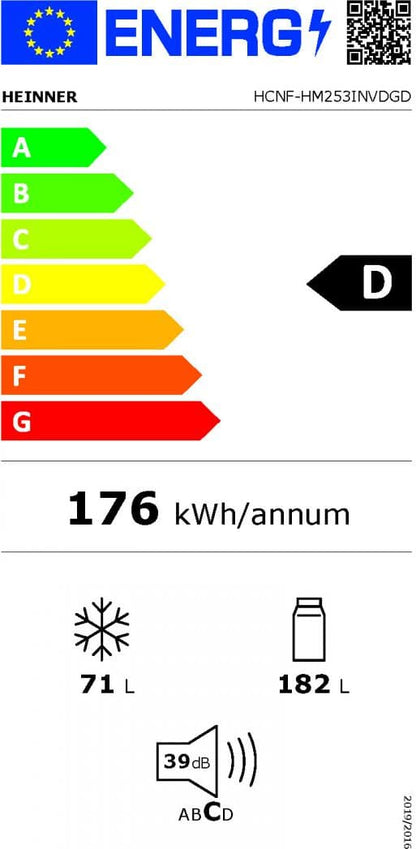 Šaldytuvas Combi HCNF-HM253INVDGD HEINNER